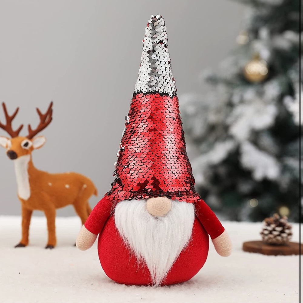 Gnomes Decor - Flip Sequins Sparkle Decorations - Valentine Gnomes Plush Red 1PC